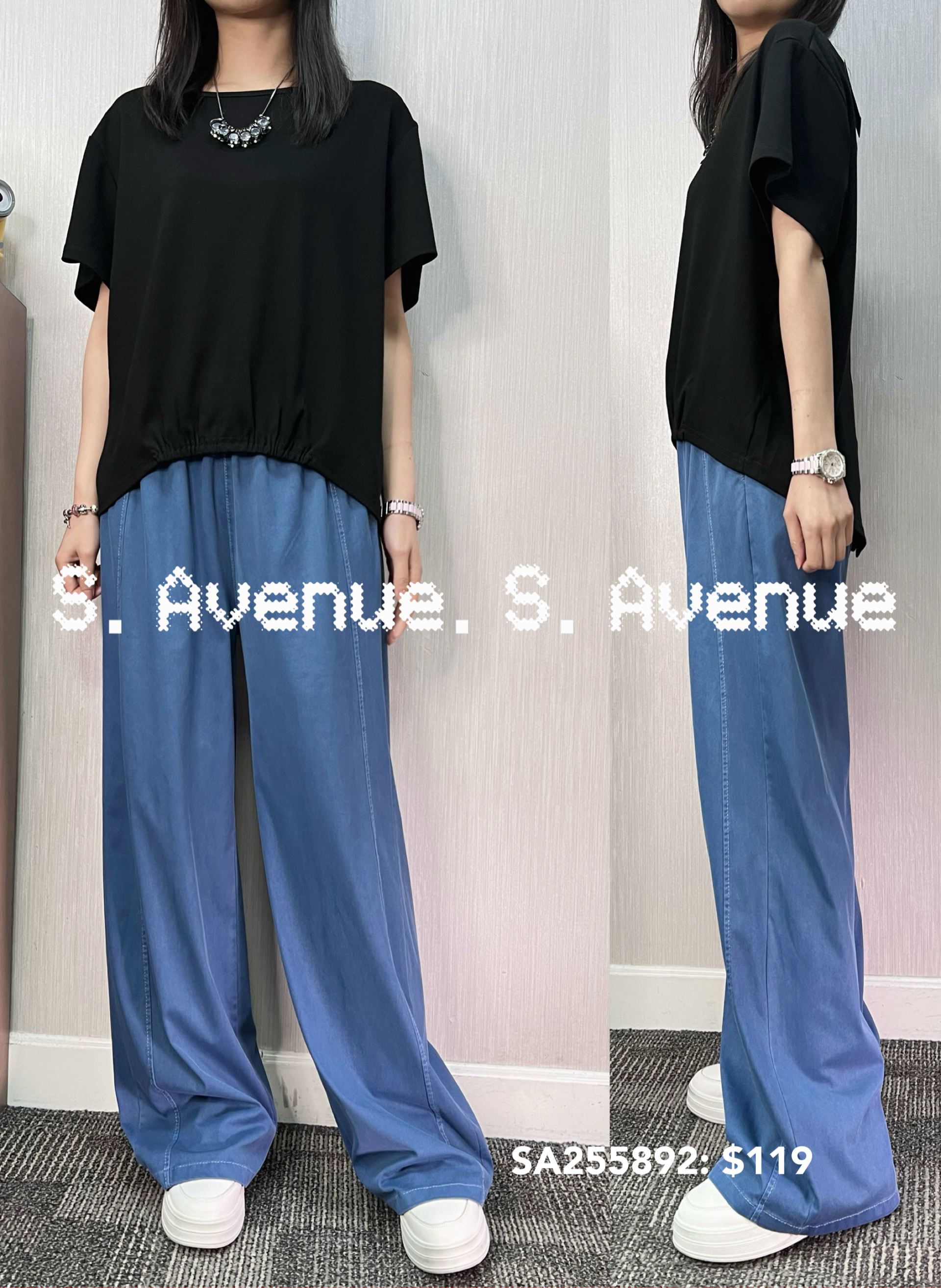 SA255892: 短袖淨色前短後長tee