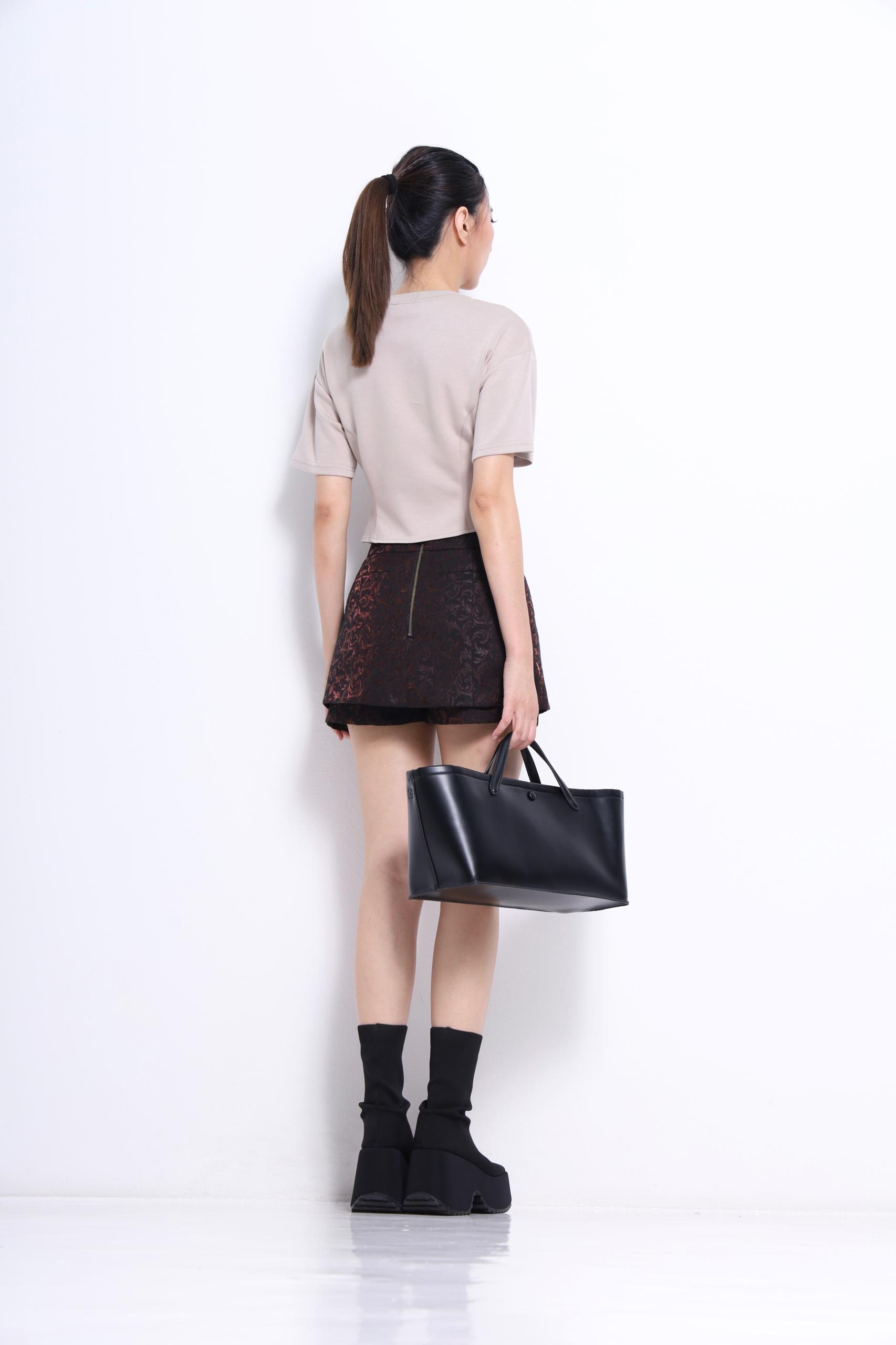 P583 METAL ZIP JACQUARD SKORT