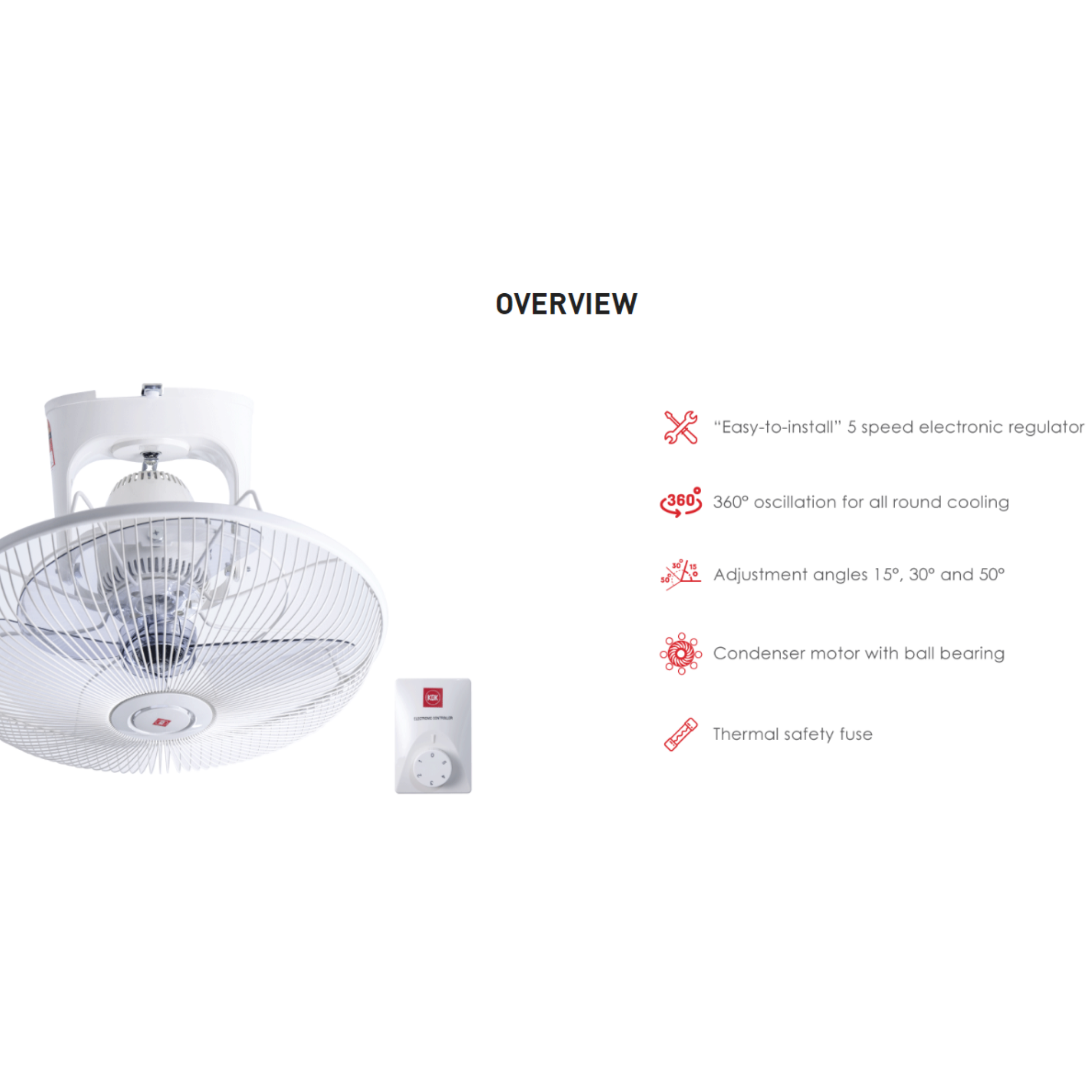 KDK 16" Auto Fan 360 Oscillation (KQ409)