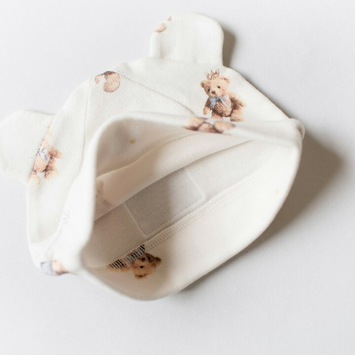 部分現貨🇯🇵預訂 日本直送🇯🇵Mocmof 兩色標籤小熊印花熊耳嬰兒帽