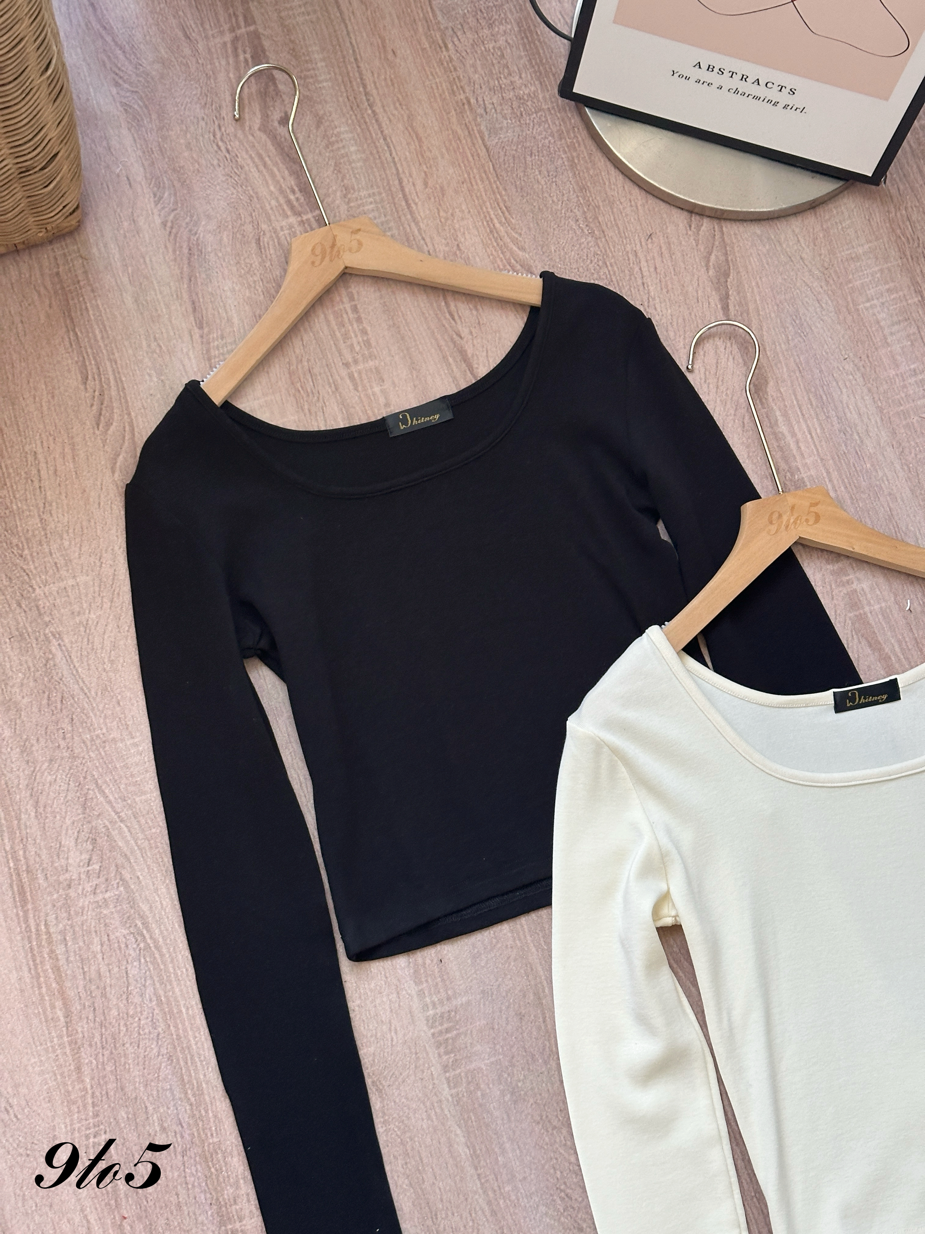T4365 Long Sleeve Square Neck Top - 4 Colors 