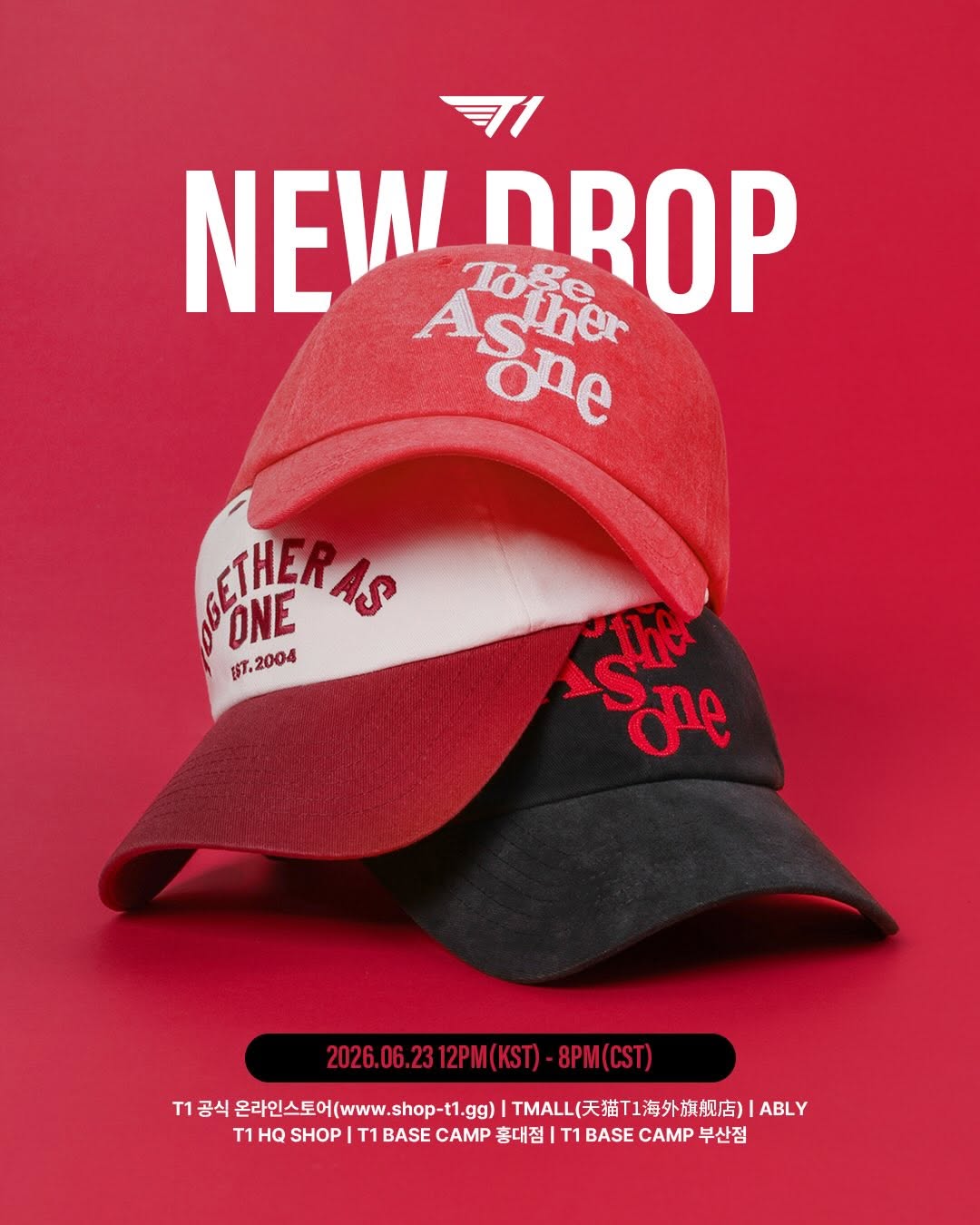  [ 韓國電競  ] T1 Together As One Ball Cap｜T1 Faker cap 複刻