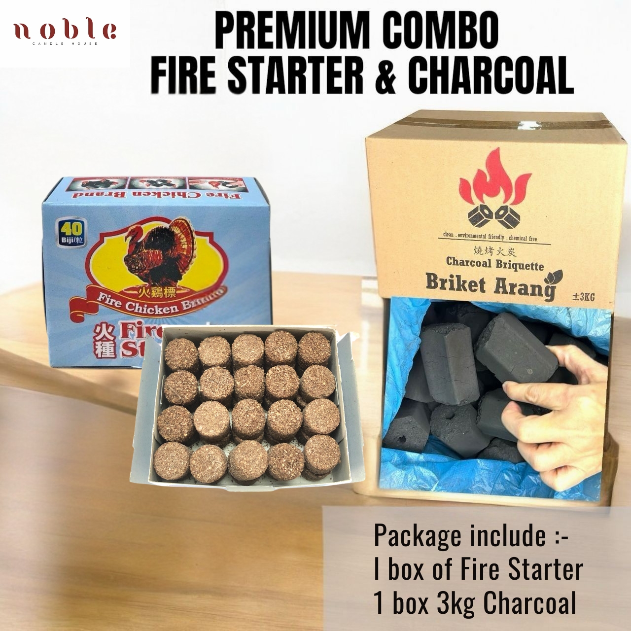 Natural Charcoal Beads/ Batu Arang Semulajadi (3KG)