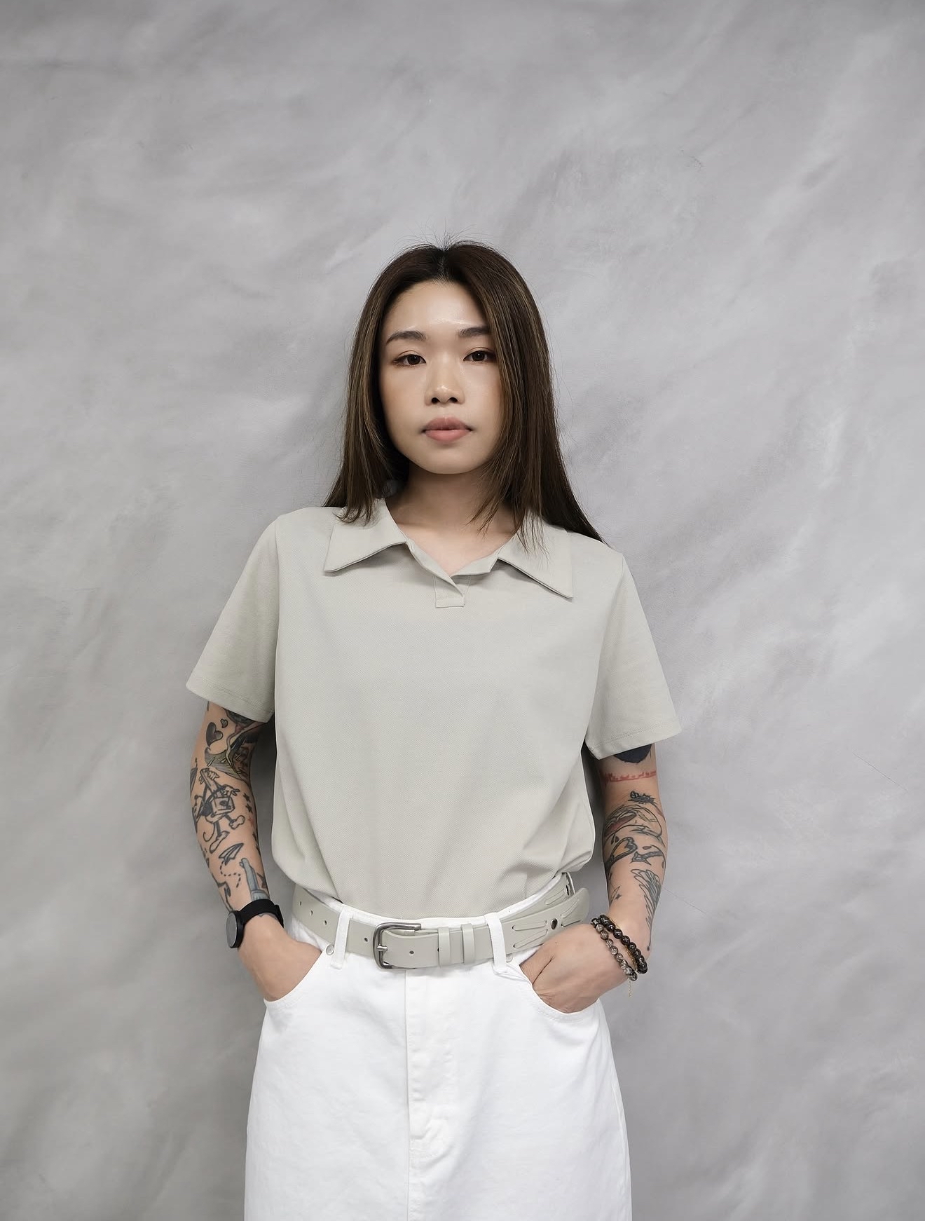 Good quality v-neck polo shirt #top130