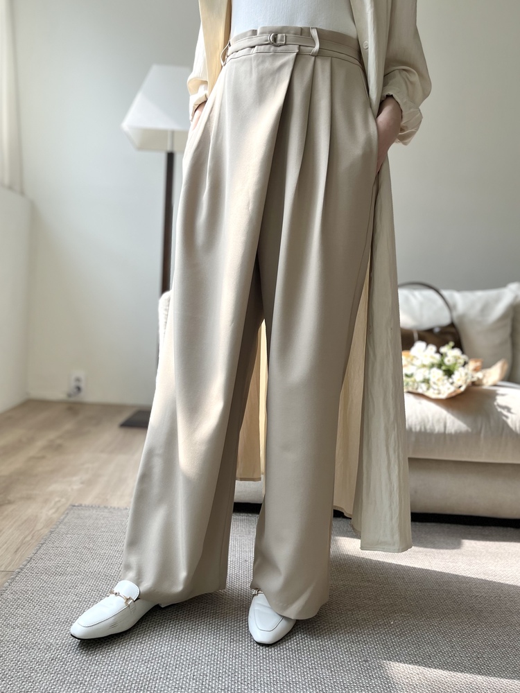 Asymmetric Wrap-Line Slacks (Beige)