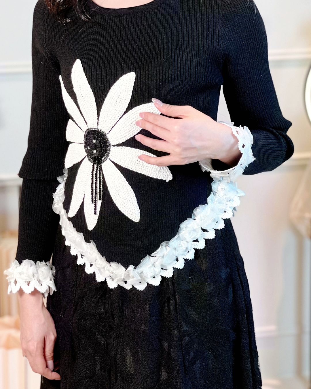 5110 Leila Long Sleeve with 3D Flower Blouse