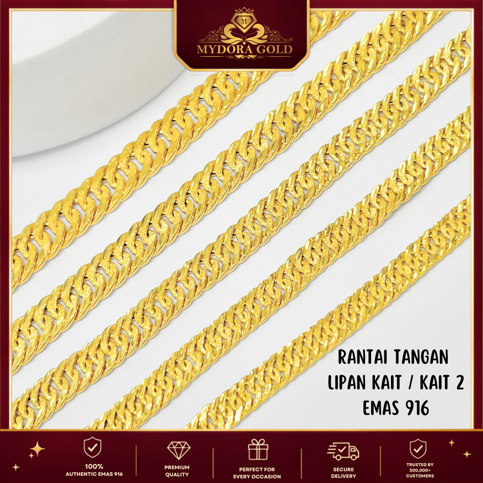 MYDORA Rantai Tangan Lipan Kait / Kait 2 | EMAS 916/22K