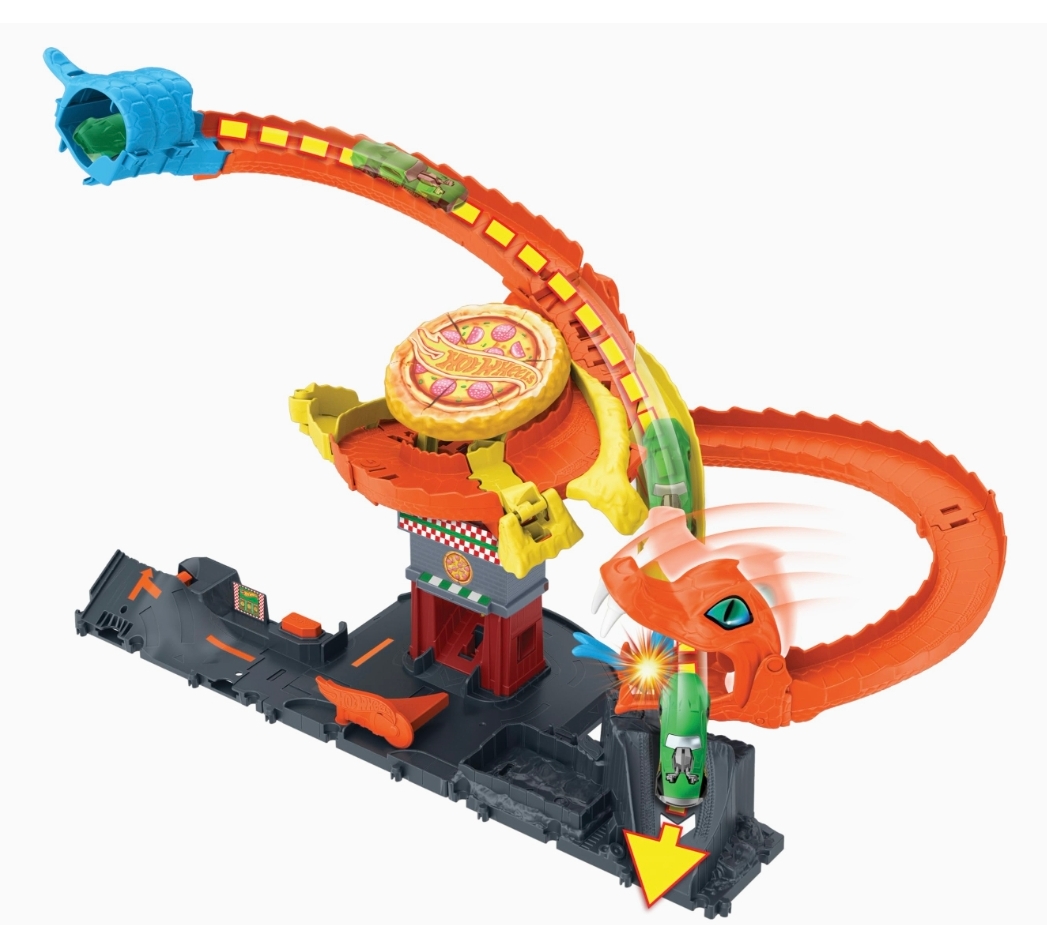 Hot Wheels眼鏡蛇攻擊賽道玩具 1:64車軌套裝 男孩怪獸賽車軌道冒險玩具禮物