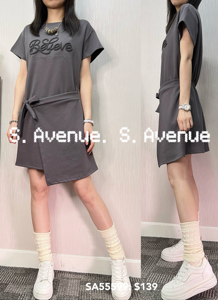 SA55599: 短袖繡Believe前打結不規則op