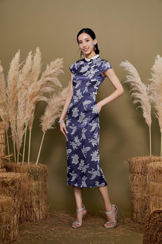 CD2161 Elegant Jacquard Midi Cheongsam 