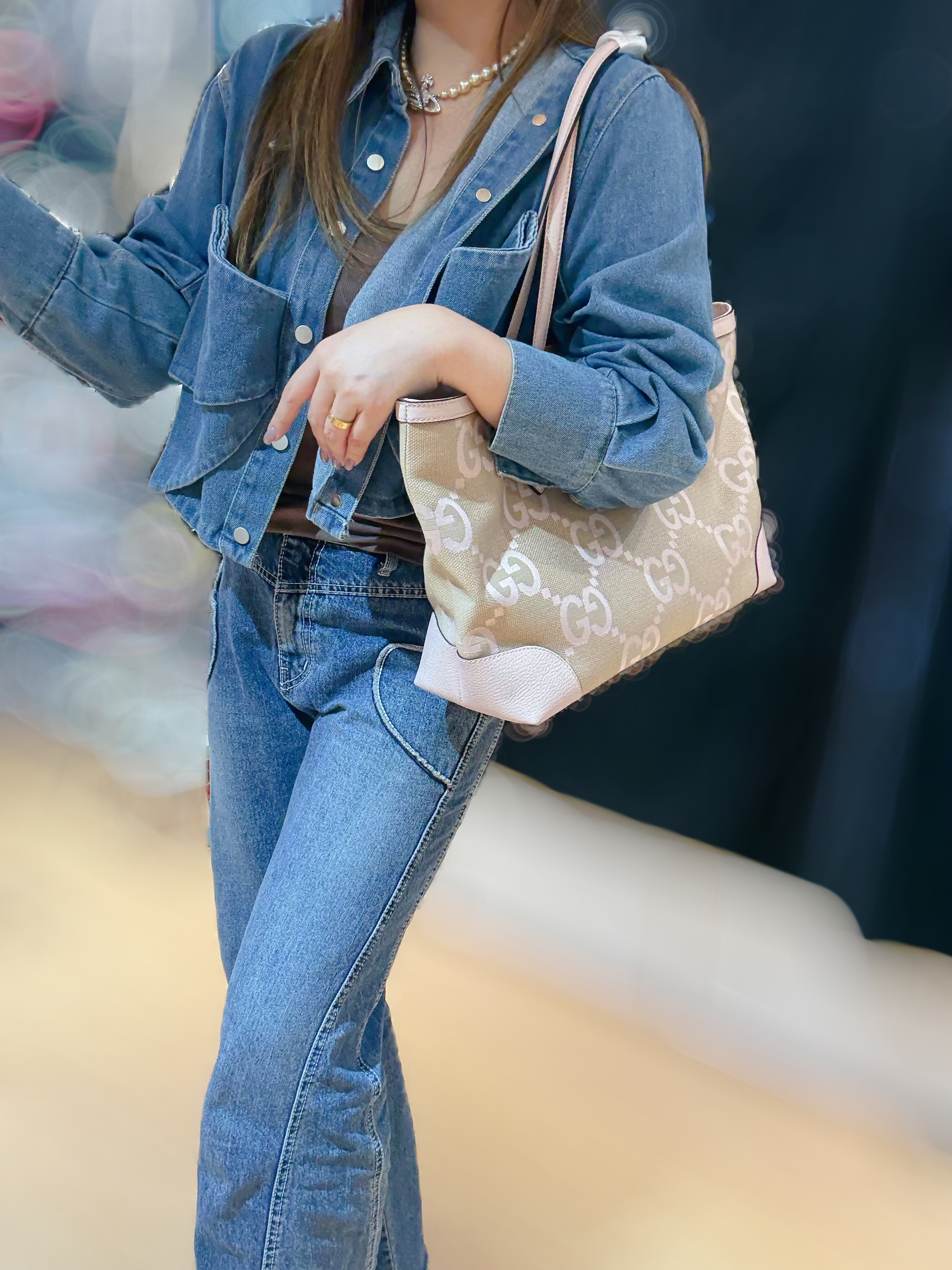 Gucci Ophidia jumbo GG tote pink