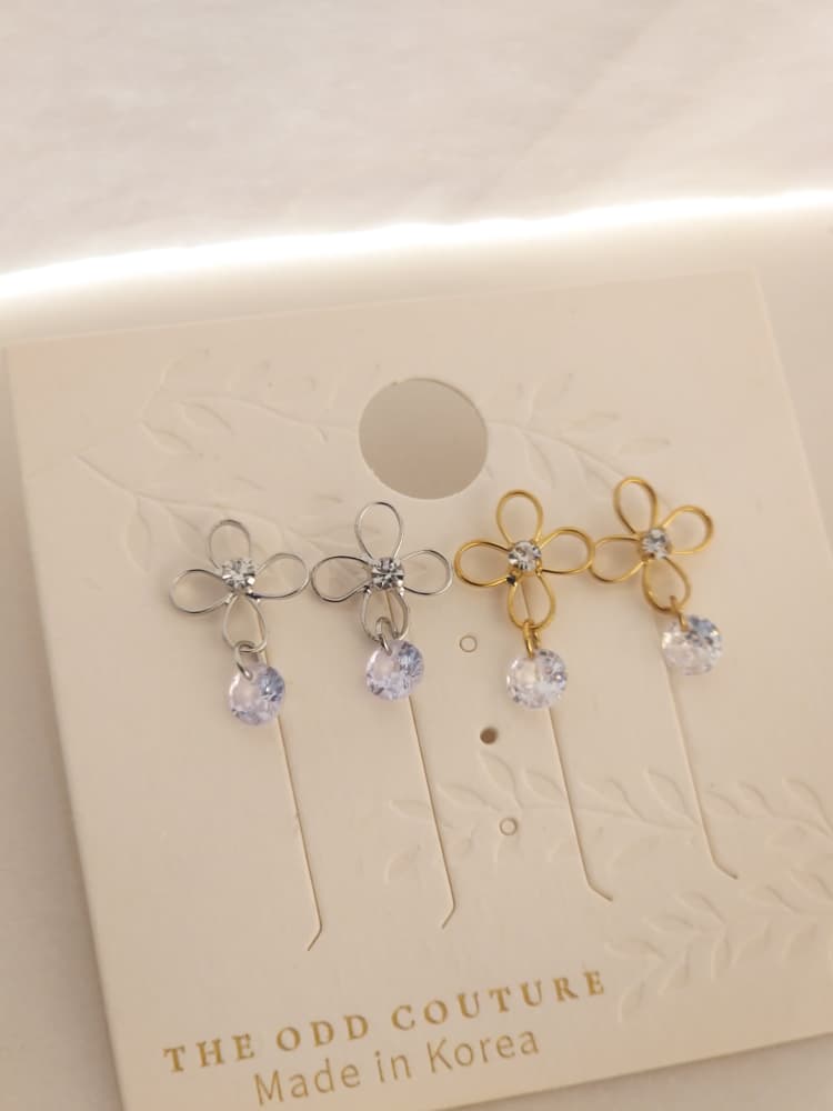 Radiant Flower Drop Stud Earrings