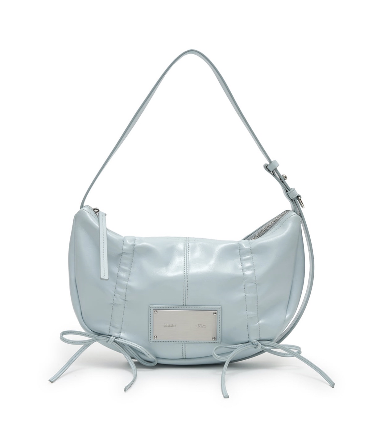 MATINKIM直播限時折扣 HALF SHIRRING RIBBON RPUND BAG IN SKY BLUE