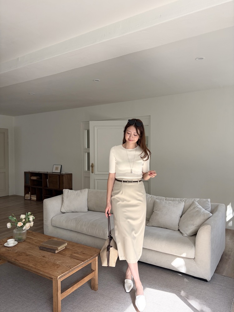 The Classy Belted Skirt (Beige)