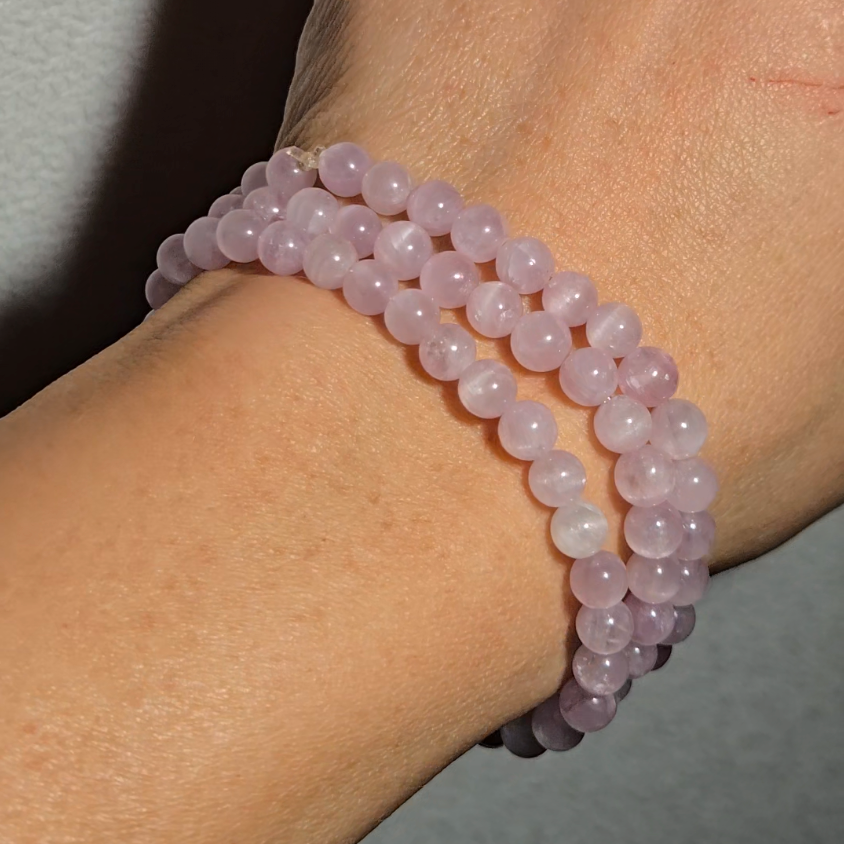 Cat's eye pink kunzite bead necklace - JW128