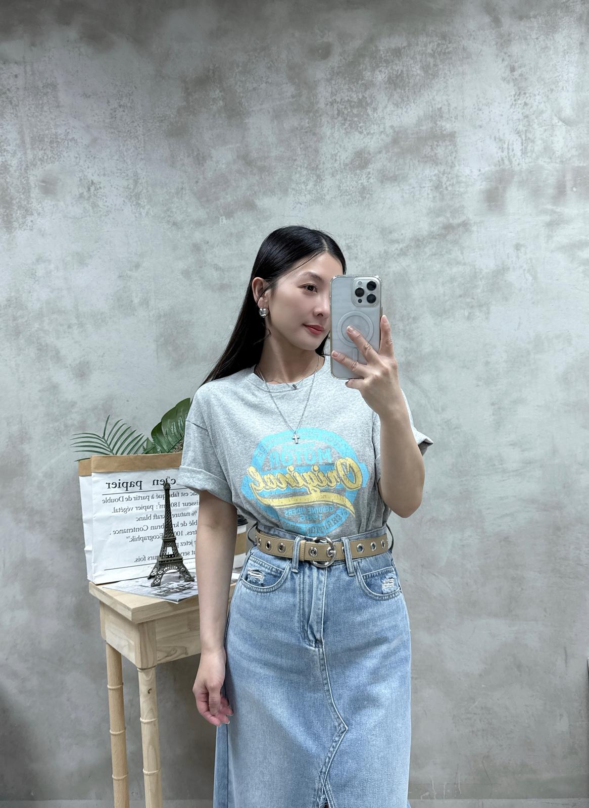 G17 糖果系拼色print Tee