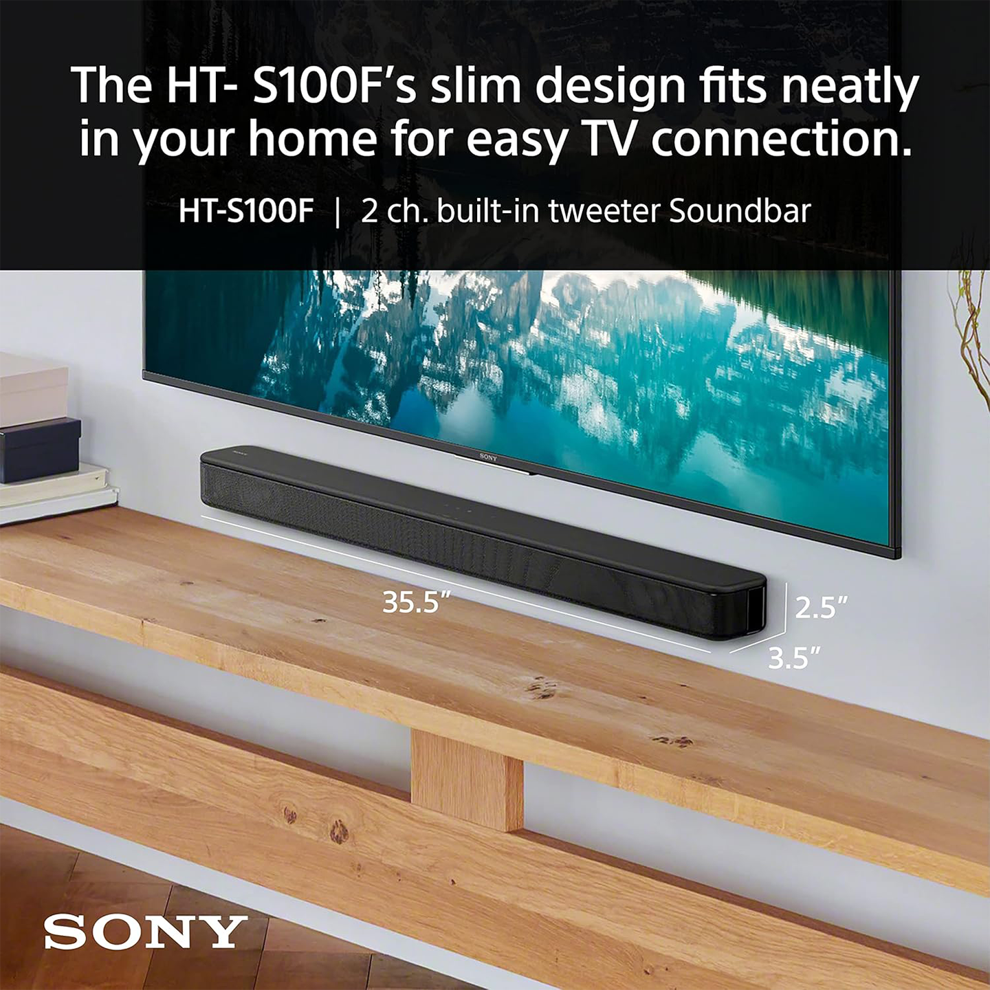 Sony 2.0ch Soundbar Compact TV Speaker (HT-S100F)