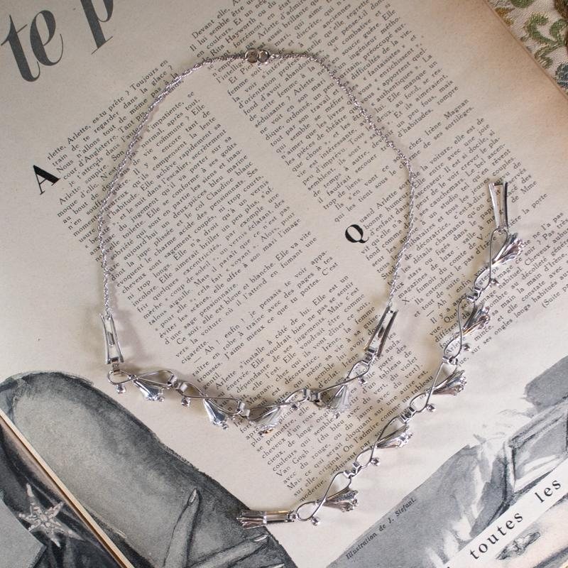 C.a. 1950-60s Canadian Bond Boyd Sterling Silver Calla Lily with Yellow Stone Bracelet & Necklace Set(MT252)