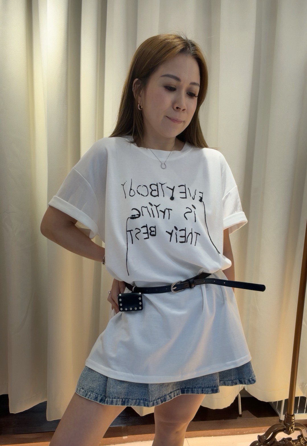 字母印花寬鬆T恤連belt