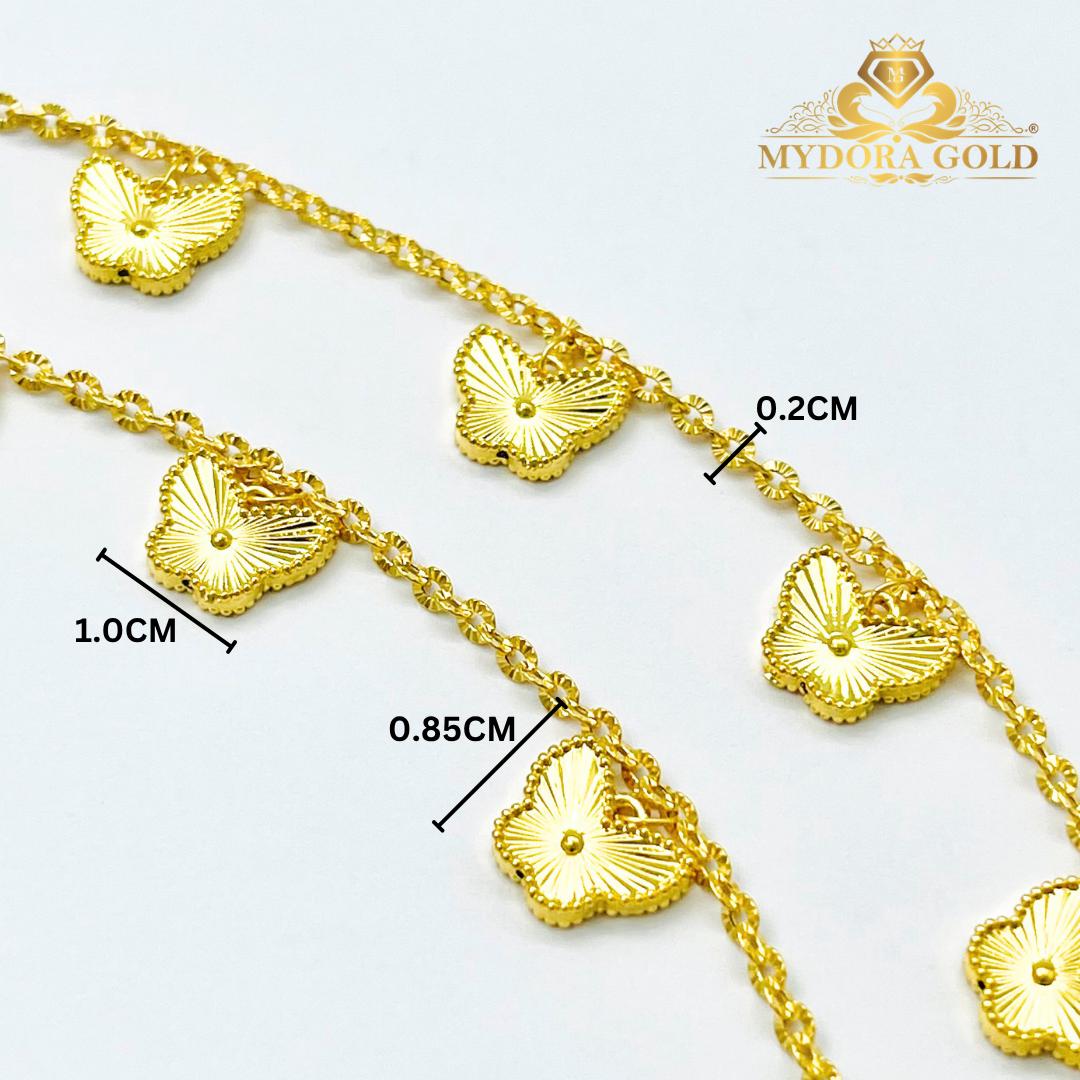 MYDORA EMAS 916 Rantai Tangan Sauh Matahari + 5 Radiant Butterfly l EMAS 916/22K