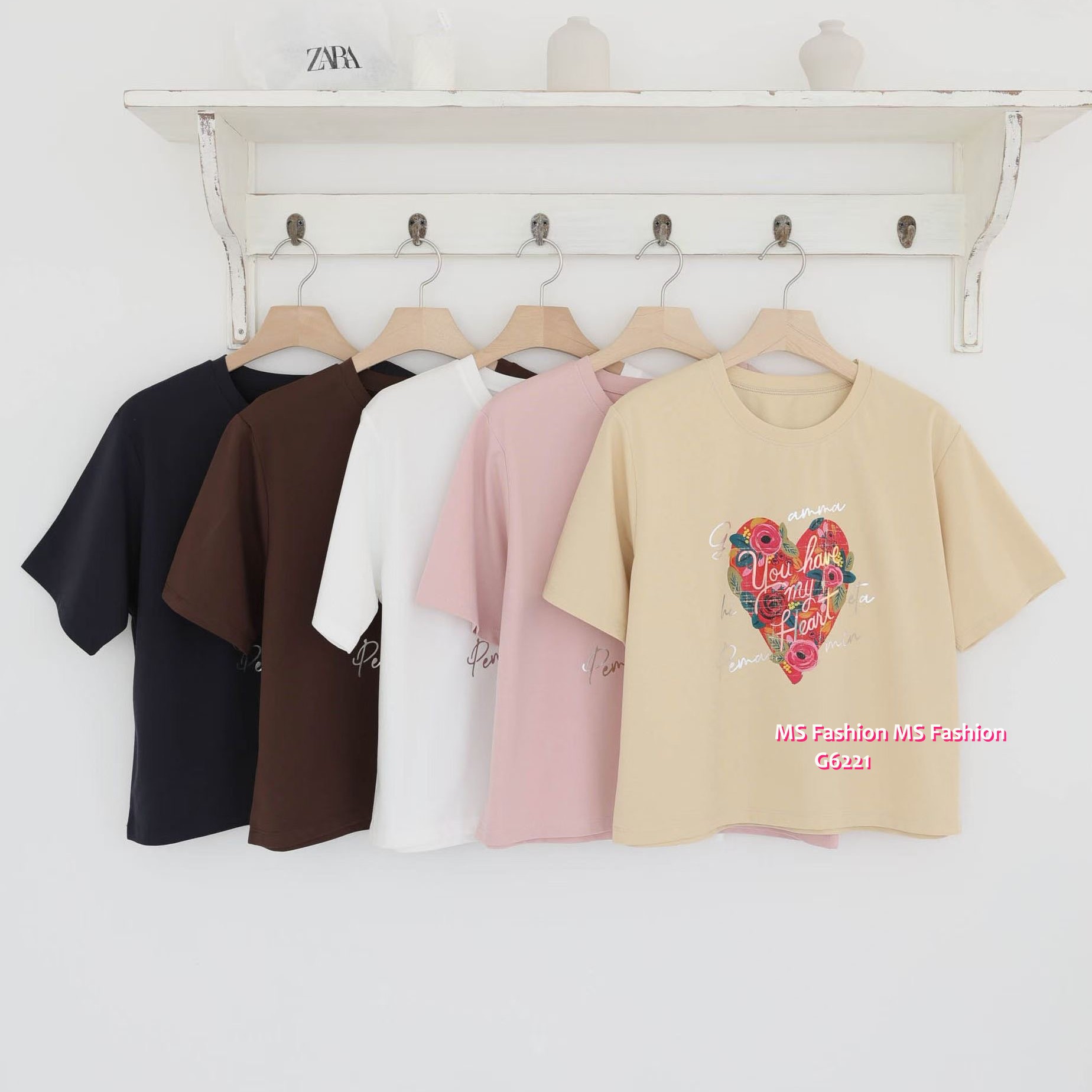 G6221 韓國🇰🇷花朵心型print top