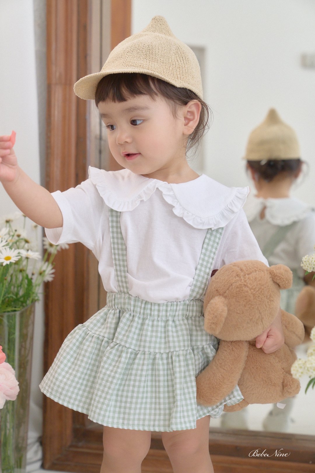 ☀️預訂 韓國直送☀️🇰🇷Bebenine兩色格紋純棉吊帶包屁裙