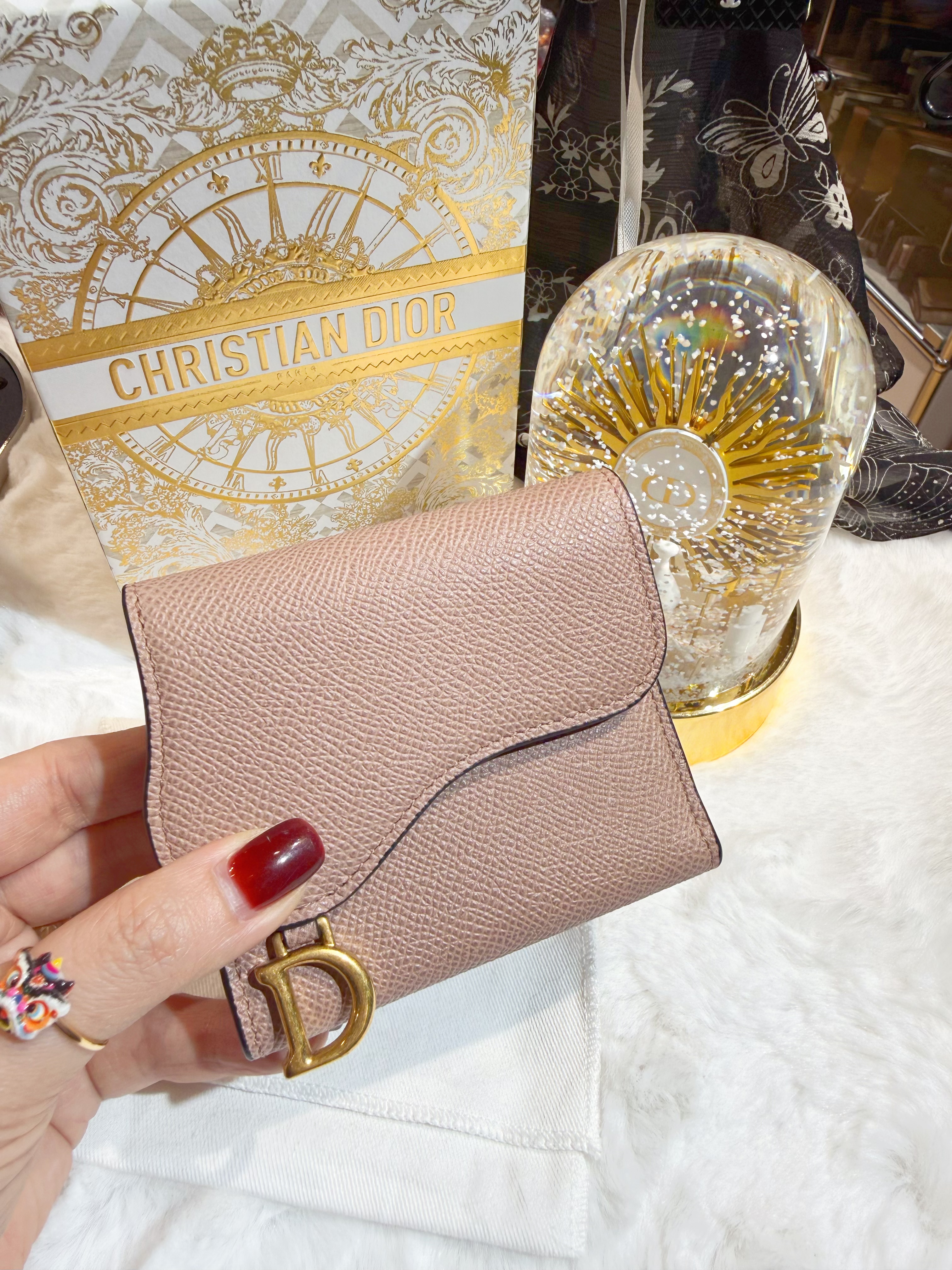 Dior saddle lotus wallet pink