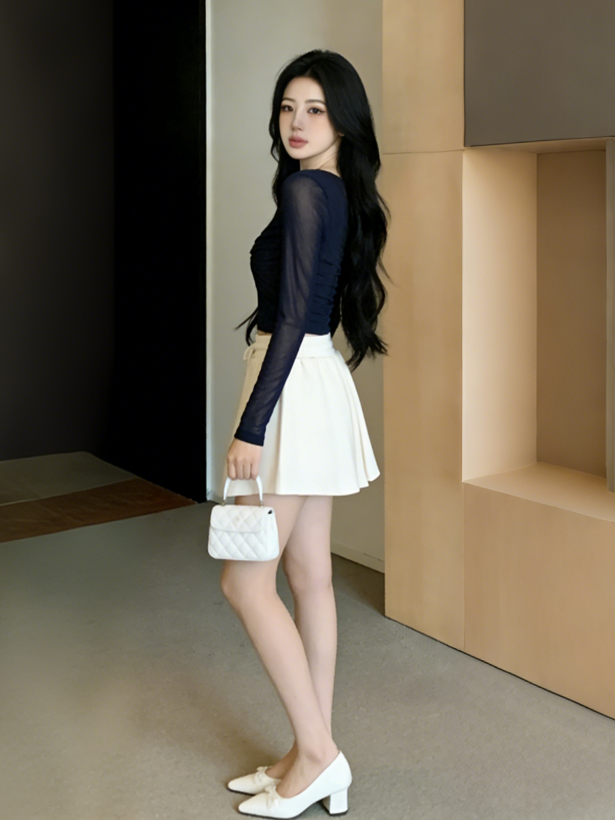 Velour Long Sleeve Square Neck Top M157