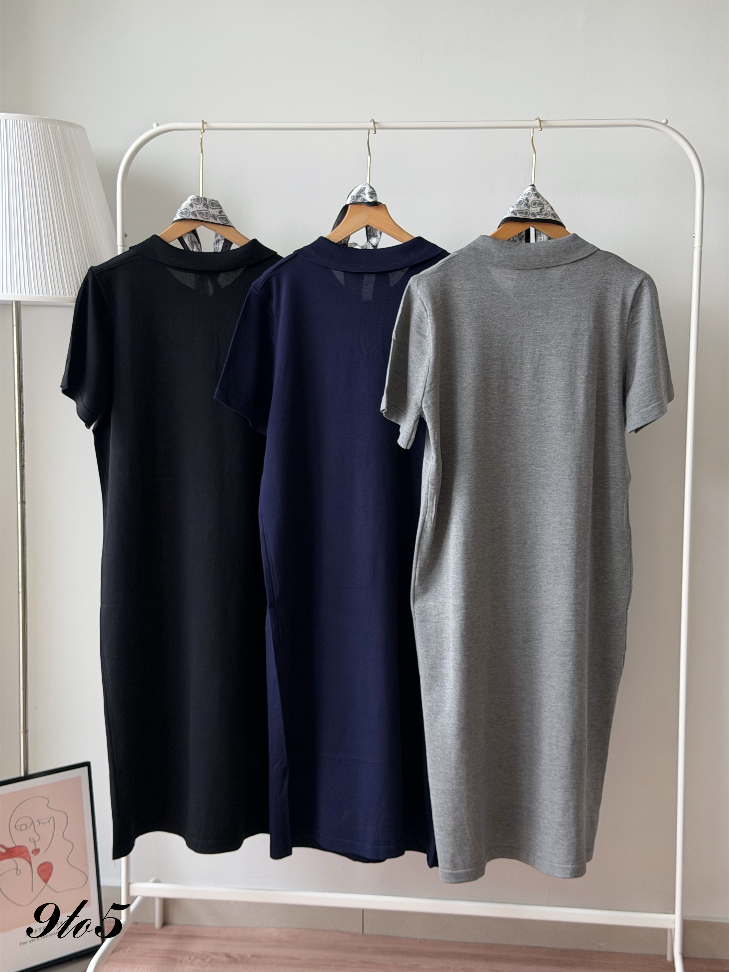 D2379 Polo Long Knit Dress - 3 Colors 