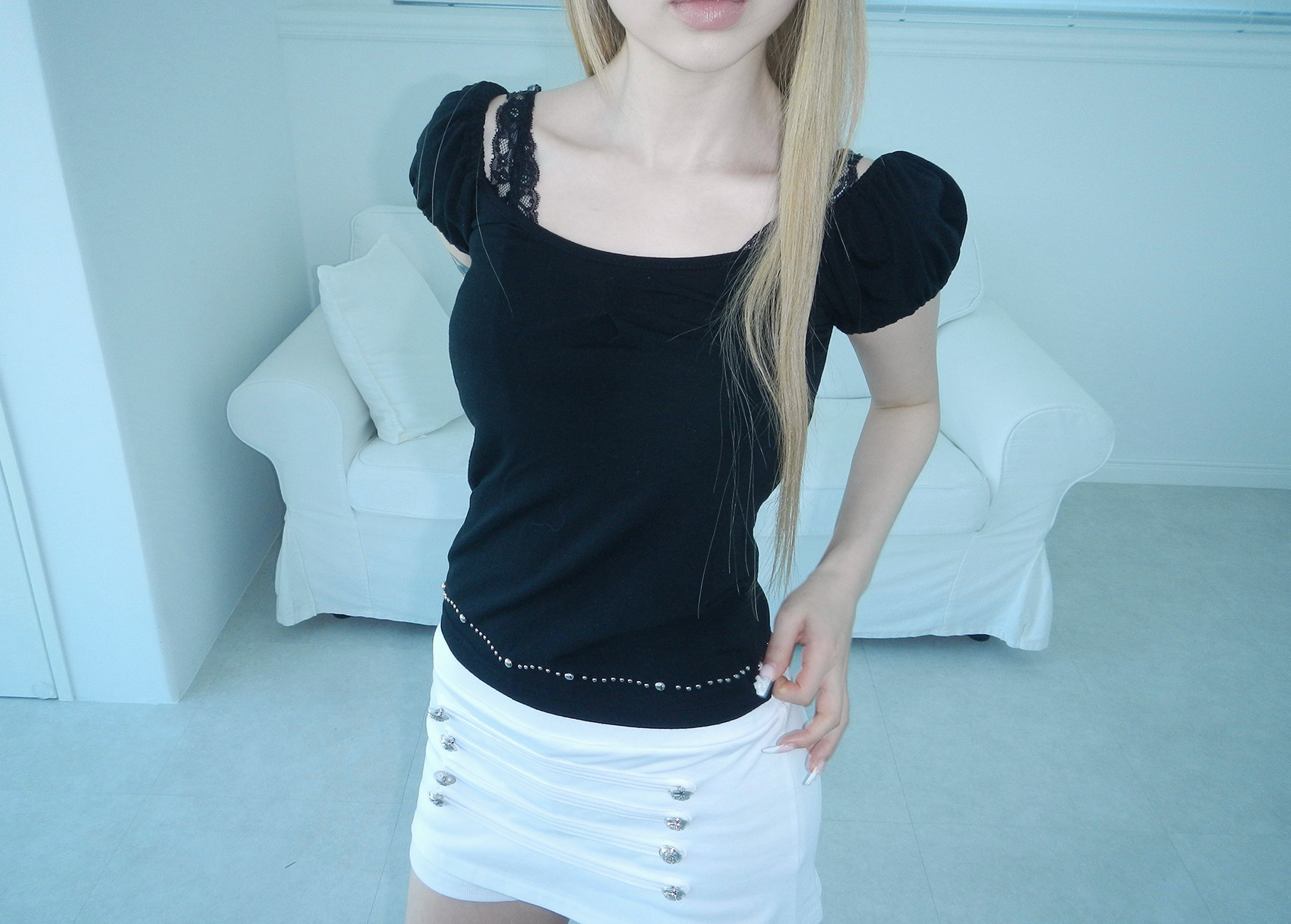 Studded Ruched Cap Sleeve Top