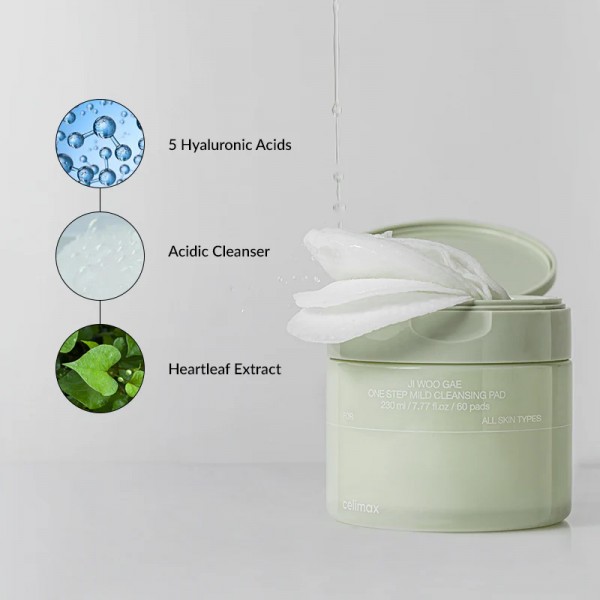 Celimax JIWOOGAE 温和保濕舒緩卸妝潔膚棉 60片(訂貨4-7天)