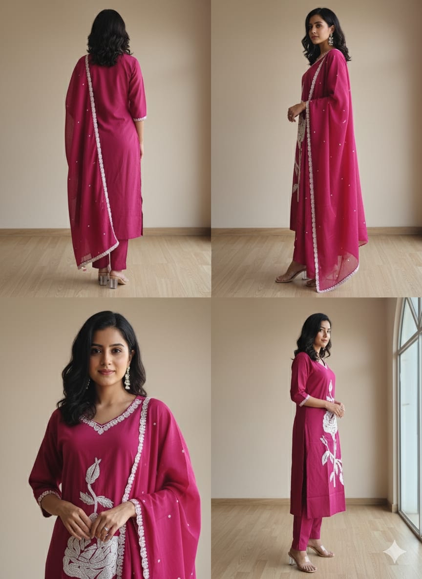 Pink embroidered  Kurta set