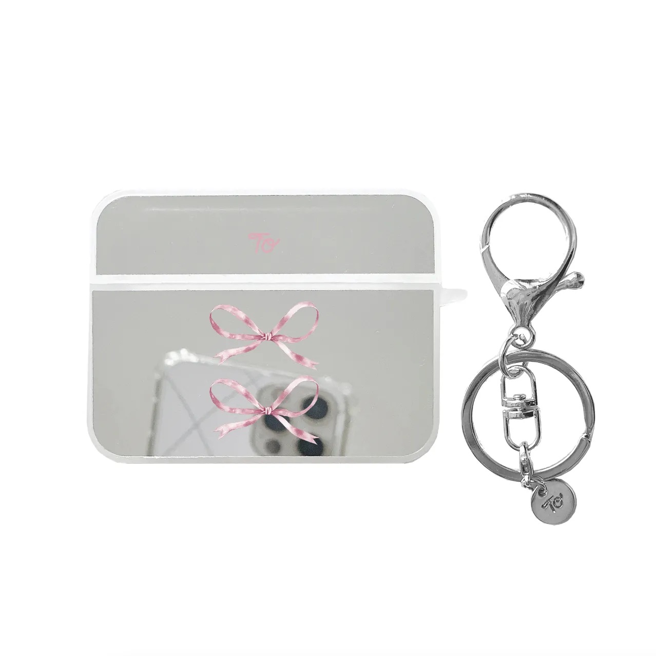 【Silky Pink Ribbon】鏡面方盒AirPods Case