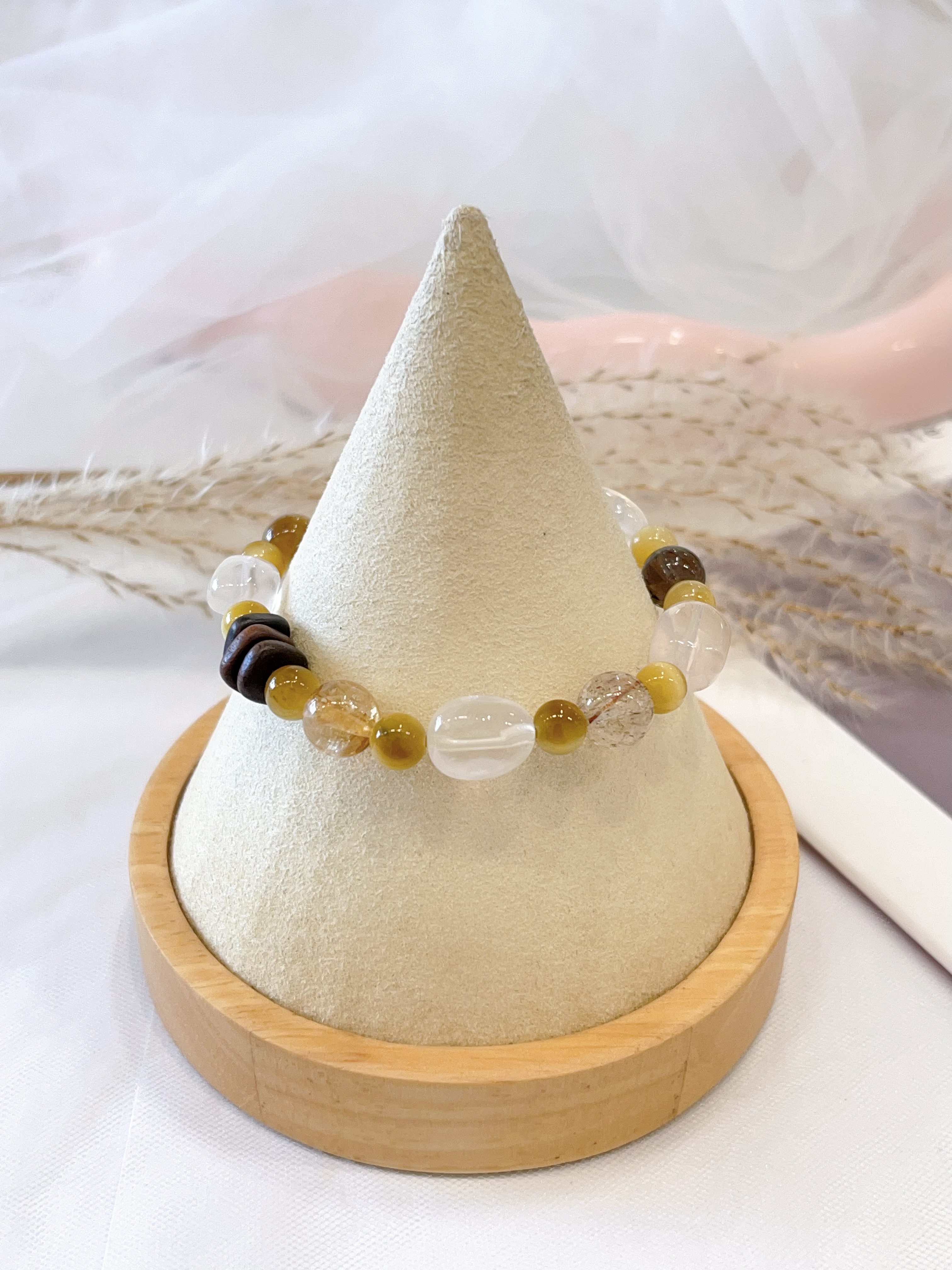 🐯 黄虎牙 × 金虎眼 × 茶晶 × 黄塔晶手串 Yellow Tiger Tooth, Tiger Eye, Smoky Quartz & Citrine | 6-8mm