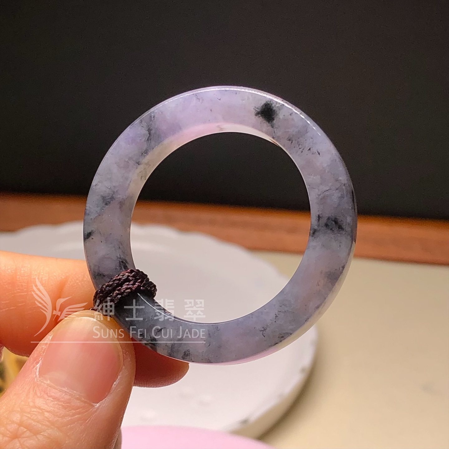 紫底烏雞山水平安環