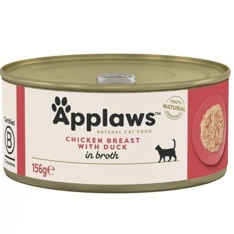 (缺貨中)Applaws 湯煮雞胸+鴨肉 全天然成貓罐頭 156gx24