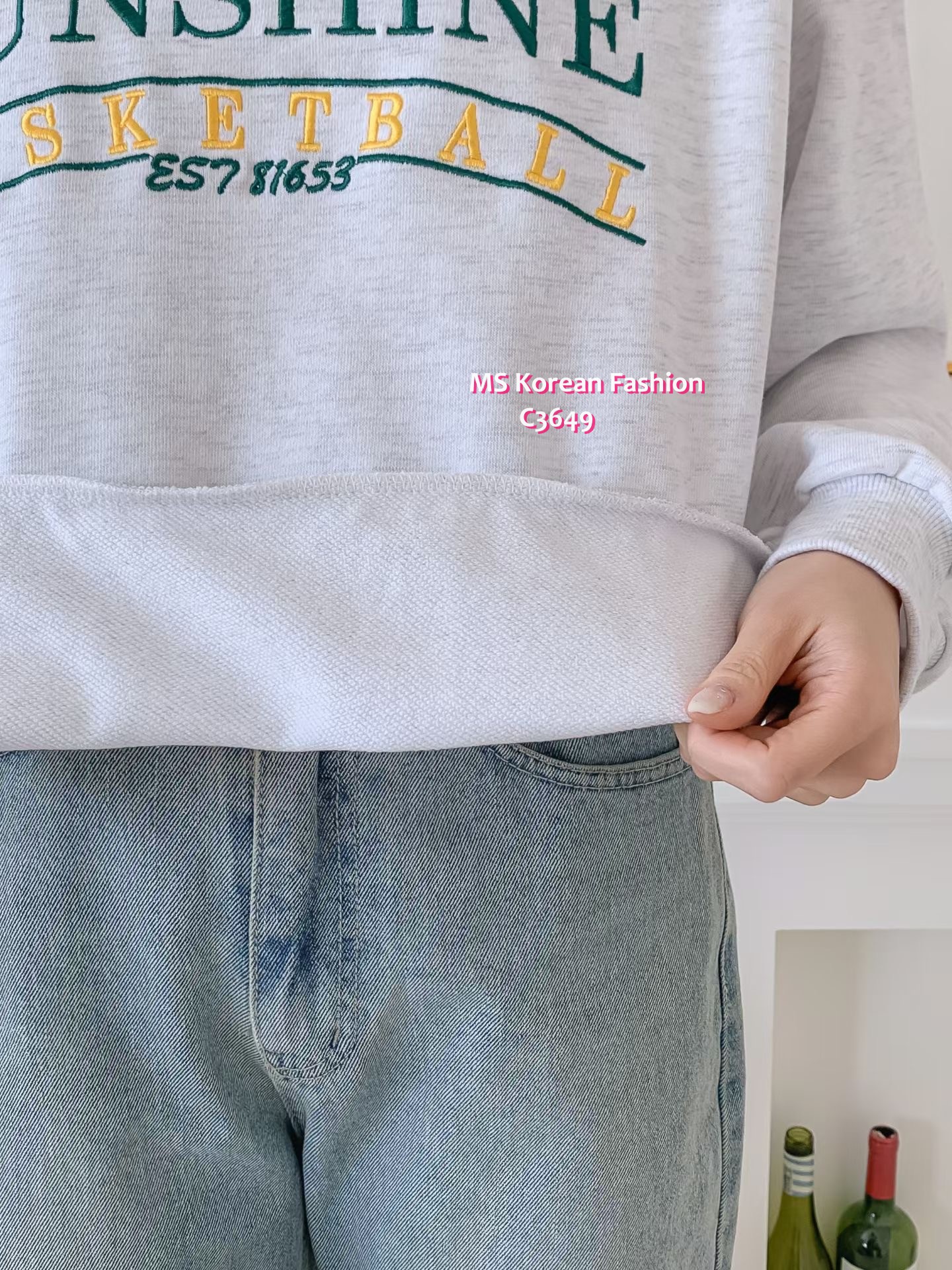 C3649 韓國🇰🇷拼色字母print衛衣