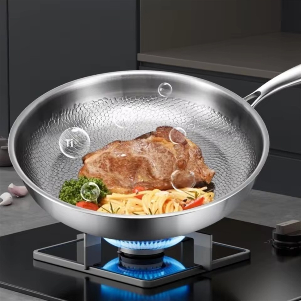 鏽鋼純鈦平底煎鍋 無涂層 30cm 無蓋 ZZ1835