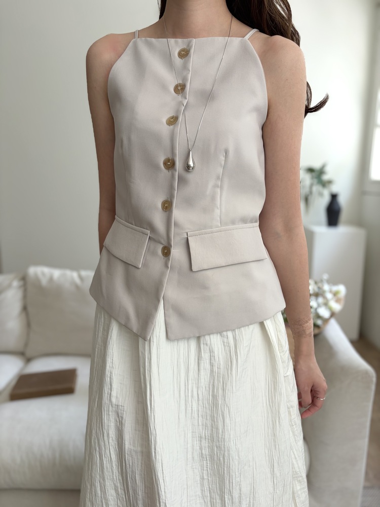 French Muse Vest Dress (Beige)