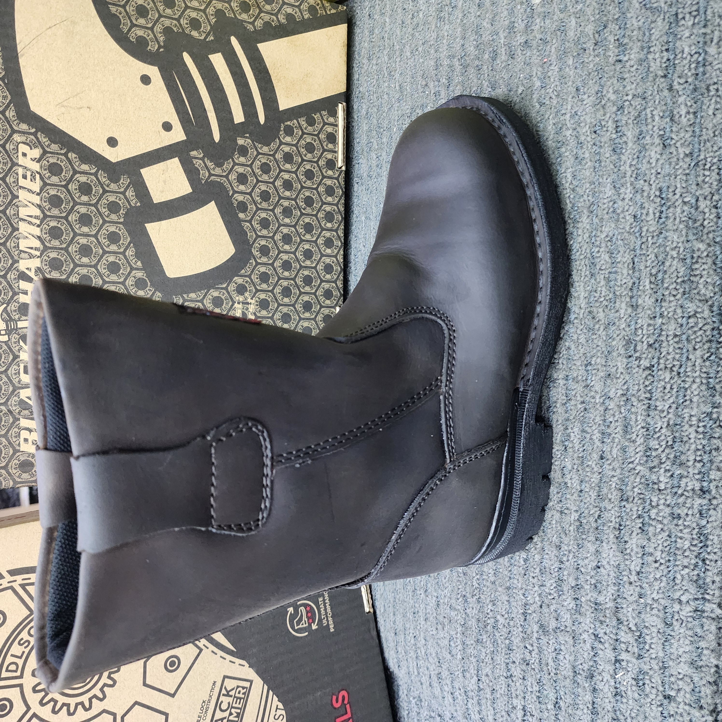 Black Hammer 4000 Series Men Safety High Cut Slip On BH 4666 SIRIM DOSH Genuine Leather Shoes