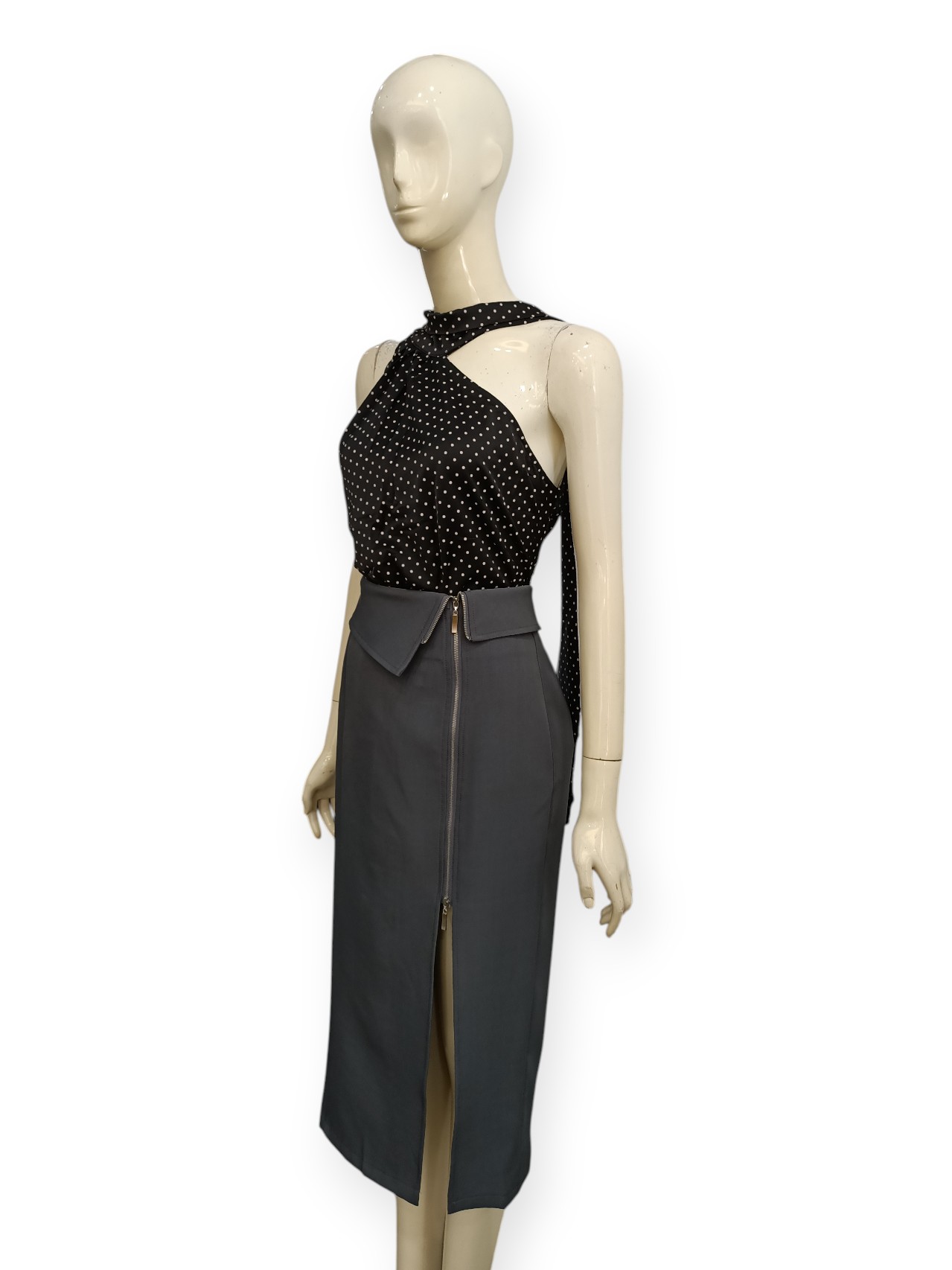 Front Zipper Midi Skirt M239