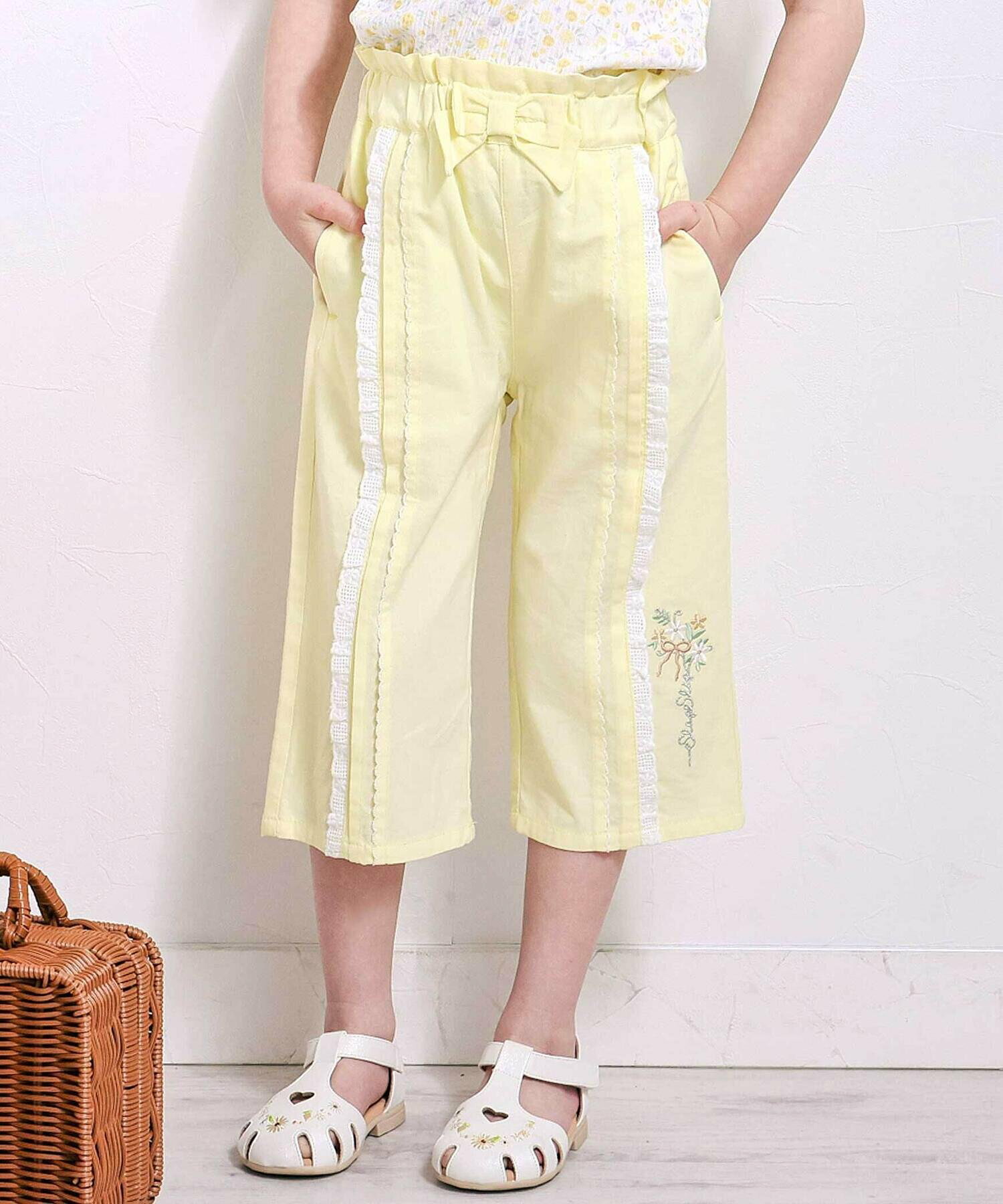 🆕【⭐訂購⭐】🌀 🇯🇵 日本直送 蝴蝶結 蕾絲側線 刺繡花朵 寬鬆七分褲［2款選］🌀[ELDA-0152][260516]