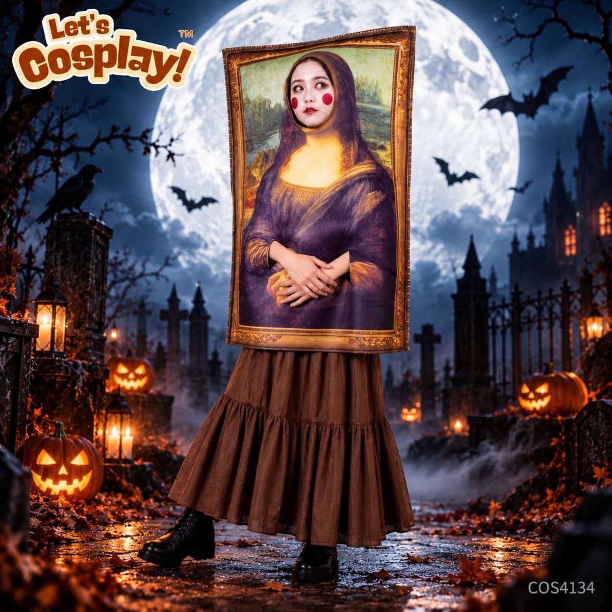 Lets Cosplay 搞笑蒙羅麗莎名畫相框服裝｜Mona Lisa Costume 萬聖節搞怪衫 香港現貨