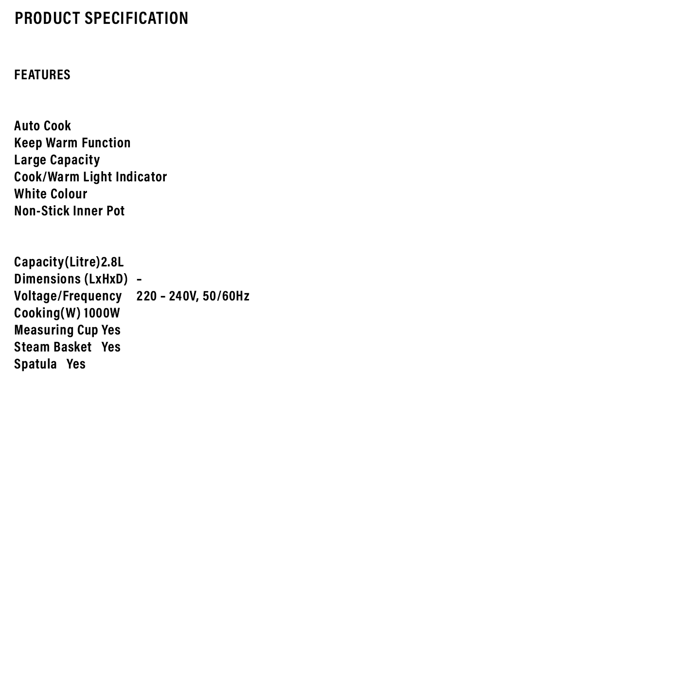 Sharp 2.8L Conventional Rice Cooker (KSH288SSL)