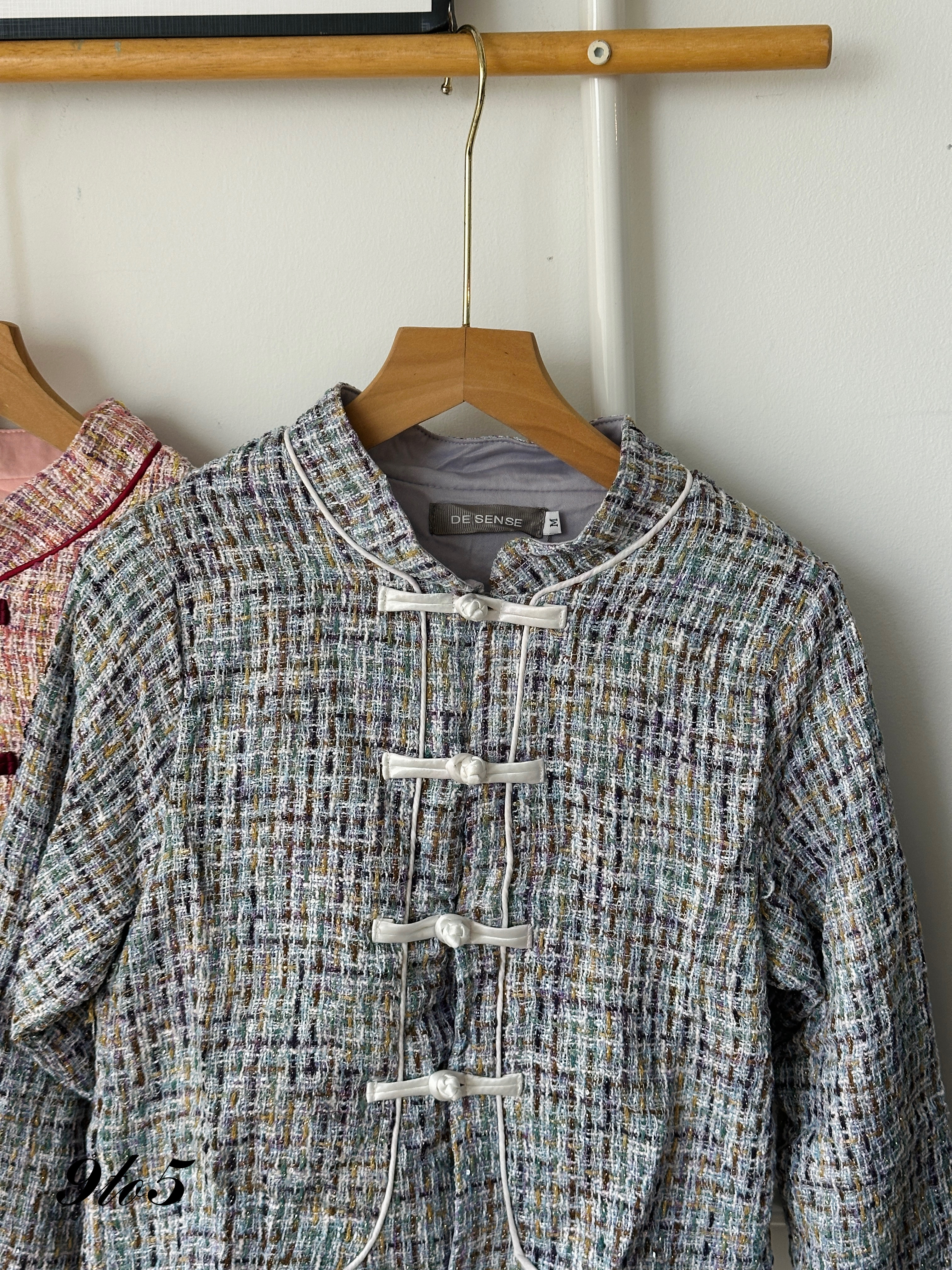 T3938 Tweed Cheongsam Top - 3 Colors