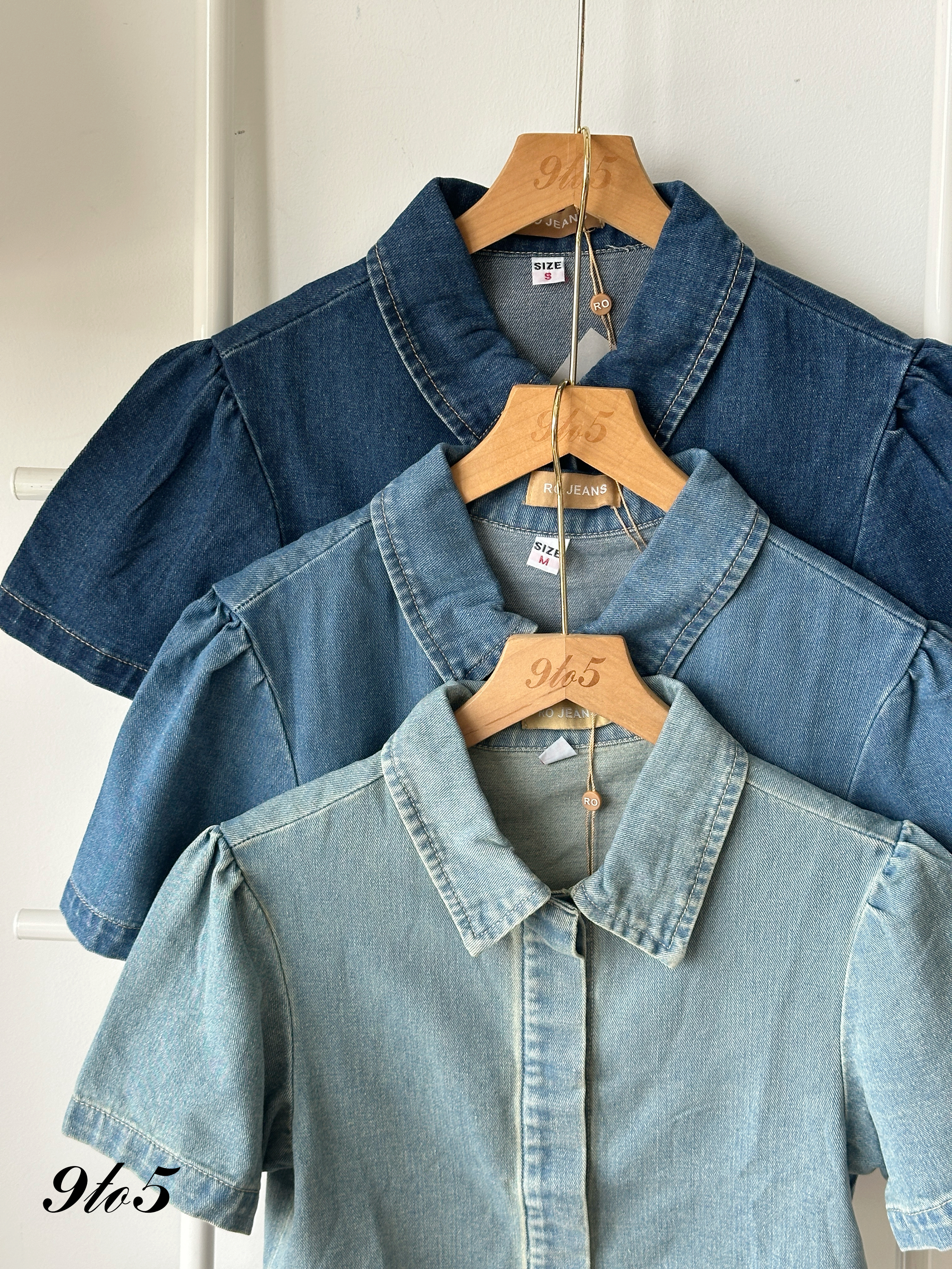 T4177 Puff Sleeve Denim Top - 3 Colors 