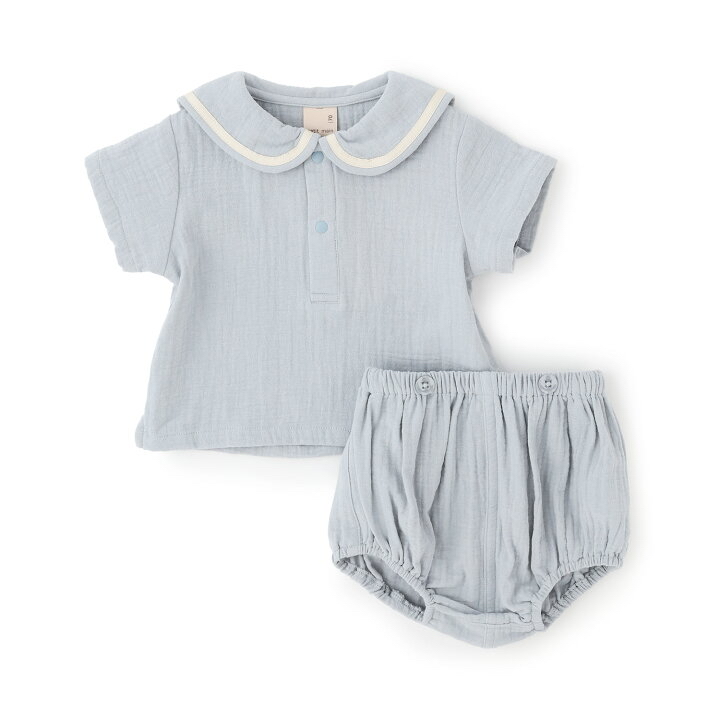 🇯🇵預訂 日本直送🇯🇵Petit Main三色水手領純棉紗短袖上衣燈籠褲套裝