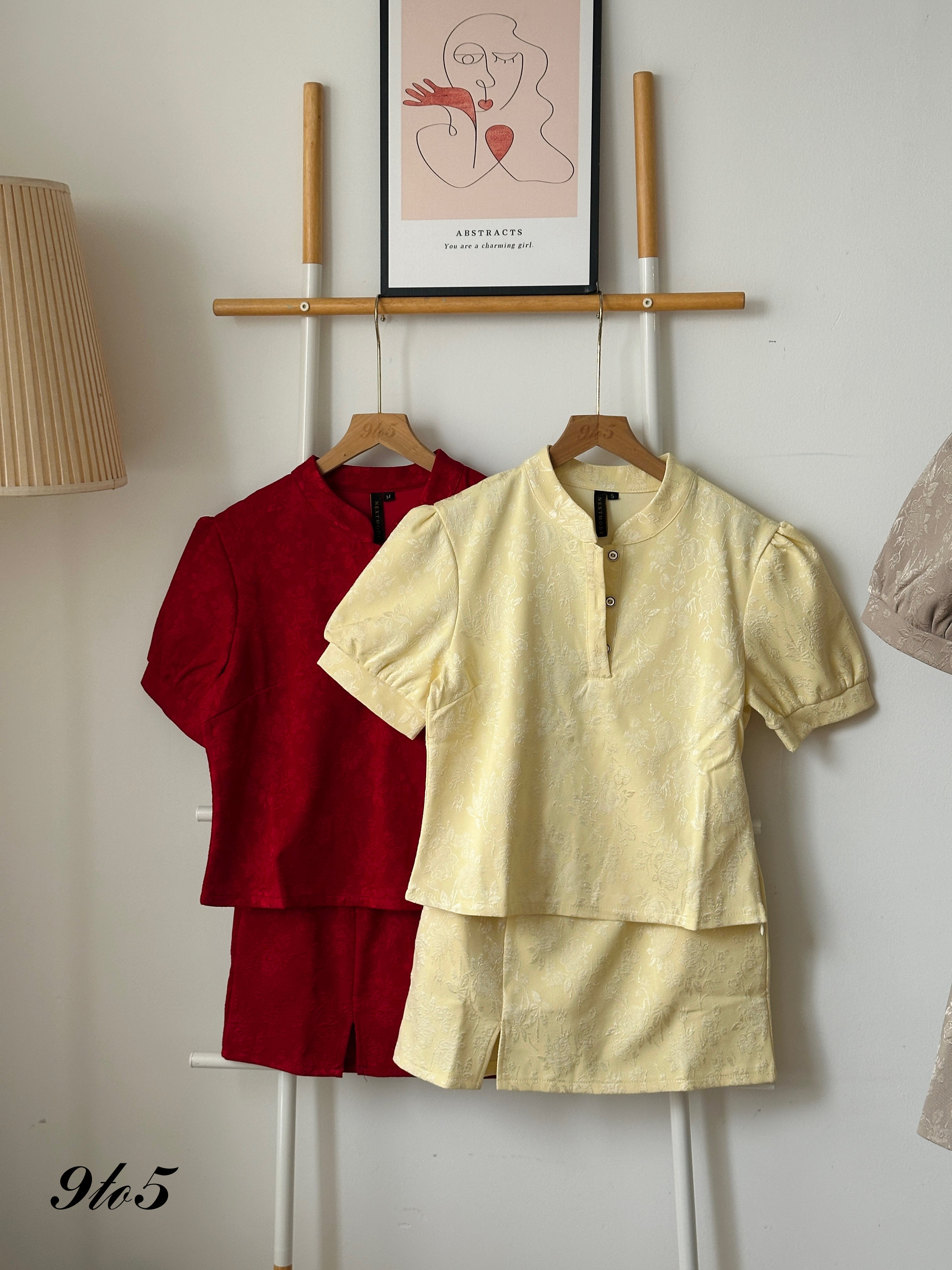 D2307 Puff Sleeve Cheongsam Matching Set - 3 Colors