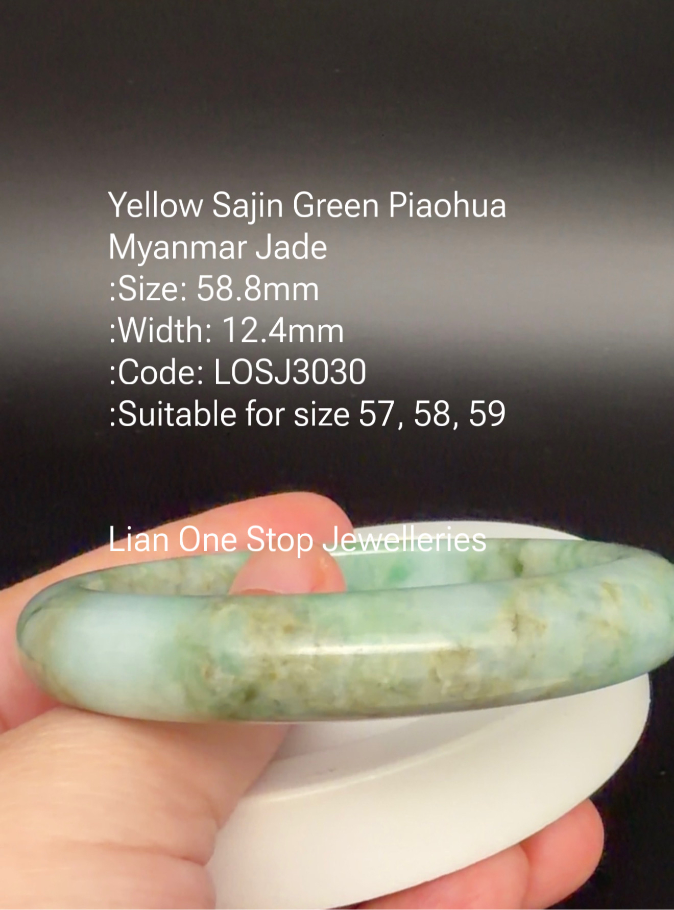 5.88cm Code: LOSJ3030 Yellow Sajin Green Piaohua  Myanmar Jade 