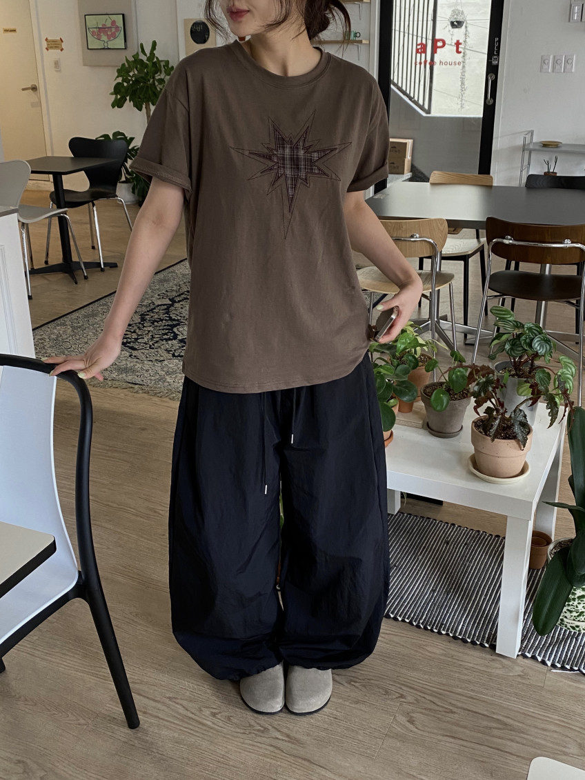 Plaid Star Patchwork Oversized Tee
